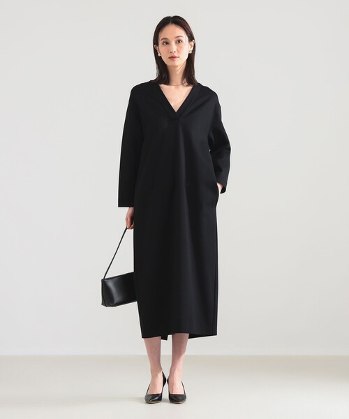 Demi-Luxe BEAMS（デミルクス ビームス）の「ポンチ Vネック ワンピース［手洗い可］（ワンピース・レディース・オフホワイト/ブラック・ONE SIZE）」の2枚目の写真