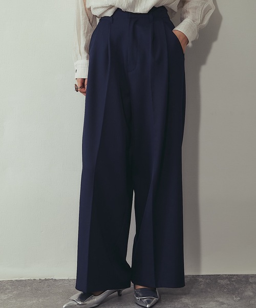 ANOTHER S（アナザーエス）の「セットアップ可ツータックイドパンツ（スーツパンツ・レディース・グレー/アイボリー/ネイビー/ベージュ・FREE）」の4枚目の写真