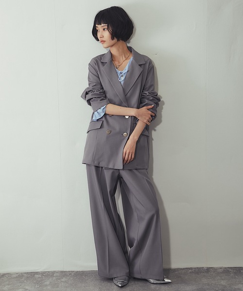 ANOTHER S（アナザーエス）の「セットアップ可ツータックイドパンツ（スーツパンツ・レディース・グレー/アイボリー/ネイビー/ベージュ・FREE）」の10枚目の写真