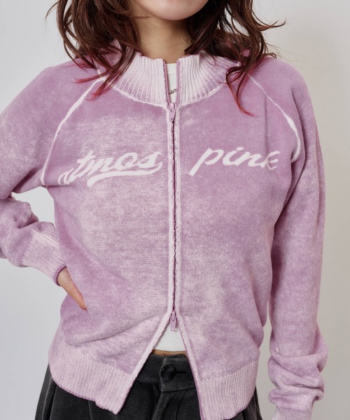 atmos pink(アトモスピンク)の「atmos pink Faded Coler Zip-up Cardigan / アトモス ピンク フェイデッド カラー ジップアップ カーディガン(カーディガン/ボレロ・レディース・グリーン/ピンク/チャコール・FREE)」の4枚目の写真
