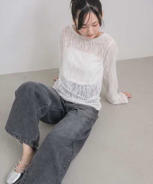 RETRO GIRL(レトロガール)の「デザインシアーインナー(Tシャツ/カットソー・レディース・オフホワイト/ブラック・FREE)」の12枚目の写真