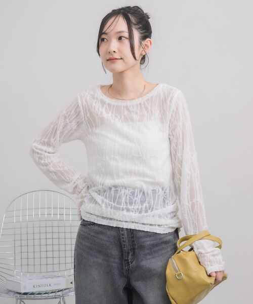 RETRO GIRL(レトロガール)の「デザインシアーインナー(Tシャツ/カットソー・レディース・オフホワイト/ブラック・FREE)」の13枚目の写真