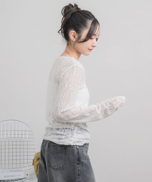RETRO GIRL(レトロガール)の「デザインシアーインナー(Tシャツ/カットソー・レディース・オフホワイト/ブラック・FREE)」の14枚目の写真