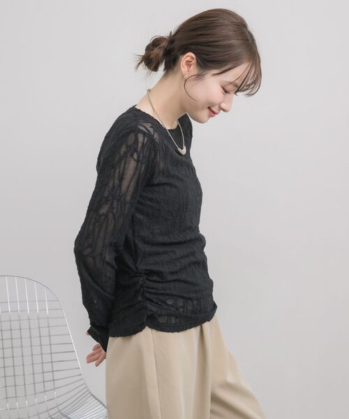 RETRO GIRL(レトロガール)の「デザインシアーインナー(Tシャツ/カットソー・レディース・オフホワイト/ブラック・FREE)」の17枚目の写真