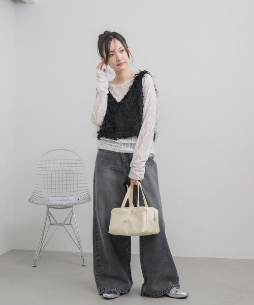 RETRO GIRL(レトロガール)の「デザインシアーインナー(Tシャツ/カットソー・レディース・オフホワイト/ブラック・FREE)」の20枚目の写真