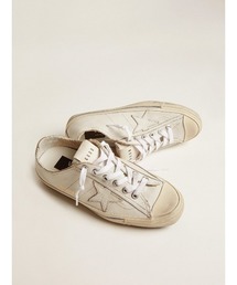 GOLDEN GOOSE | V-Star メンズ レザー(ホワイト) ホワイトスター フォクシング&ブルーライン(スニーカー)