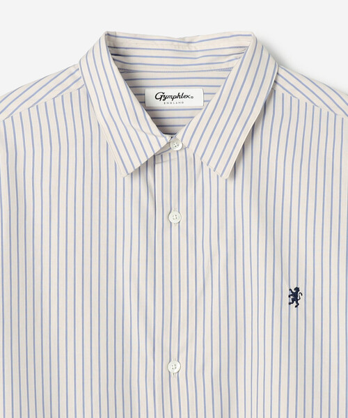 GYMPHLEX（ジムフレックス）の「Gymphlex | コットンポプリン ストライプ 長袖ギャザーシャツ MEN（シャツ/ブラウス・メンズ・ブルー系その他・L）」の4枚目の写真