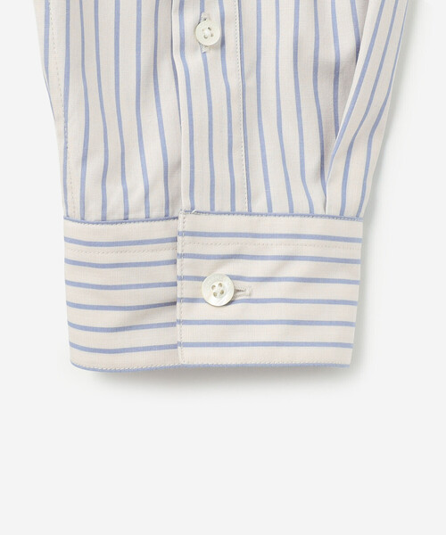 GYMPHLEX（ジムフレックス）の「Gymphlex | コットンポプリン ストライプ 長袖ギャザーシャツ MEN（シャツ/ブラウス・メンズ・ブルー系その他・L）」の6枚目の写真