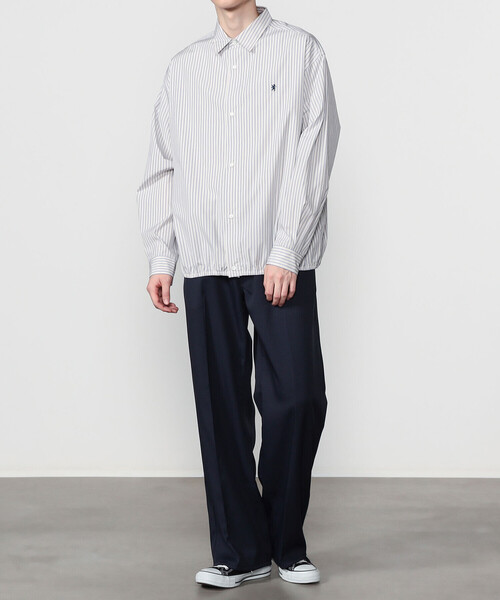 GYMPHLEX(ジムフレックス)の「Gymphlex | コットンポプリン ストライプ 長袖ギャザーシャツ MEN(シャツ/ブラウス・メンズ・ブルー系その他・L/M)」の13枚目の写真