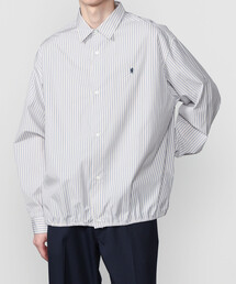 GYMPHLEX | Gymphlex | コットンポプリン ストライプ 長袖ギャザーシャツ MEN(シャツ/ブラウス)