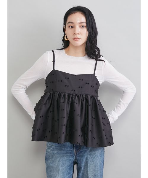 Mila Owen（ミラオーウェン）の「ジャガードペプラムキャミトップス（キャミソール・レディース・グリーン/ブラック/アイボリー・1/0）」の13枚目の写真