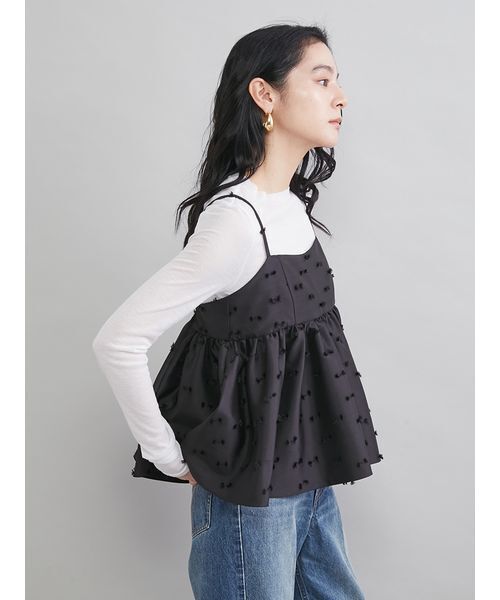 Mila Owen（ミラオーウェン）の「ジャガードペプラムキャミトップス（キャミソール・レディース・グリーン/ブラック/アイボリー・1/0）」の14枚目の写真