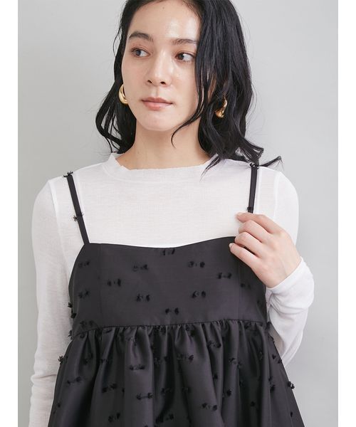 Mila Owen（ミラオーウェン）の「ジャガードペプラムキャミトップス（キャミソール・レディース・グリーン/ブラック/アイボリー・1/0）」の16枚目の写真