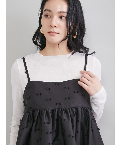 Mila Owen（ミラオーウェン）の「ジャガードペプラムキャミトップス（キャミソール・レディース・グリーン/ブラック/アイボリー・1/0）」の5枚目の写真