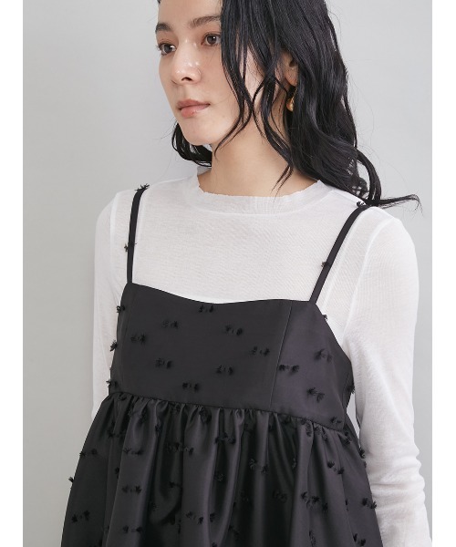 Mila Owen（ミラオーウェン）の「ジャガードペプラムキャミトップス（キャミソール・レディース・グリーン/ブラック/アイボリー・1/0）」の6枚目の写真