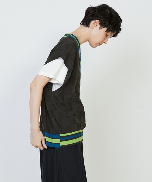 FRAPBOIS PARK(フラボアパーク)の「ニットベスト(ベスト・レディース・チャコールグレー/アイボリー・1/2)」の14枚目の写真
