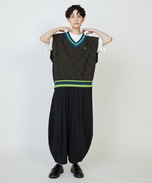 FRAPBOIS PARK(フラボアパーク)の「ニットベスト(ベスト・レディース・チャコールグレー/アイボリー・1/2)」の15枚目の写真