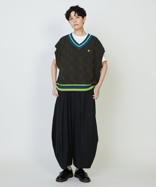 FRAPBOIS PARK(フラボアパーク)の「ニットベスト(ベスト・レディース・チャコールグレー/アイボリー・1/2)」の18枚目の写真