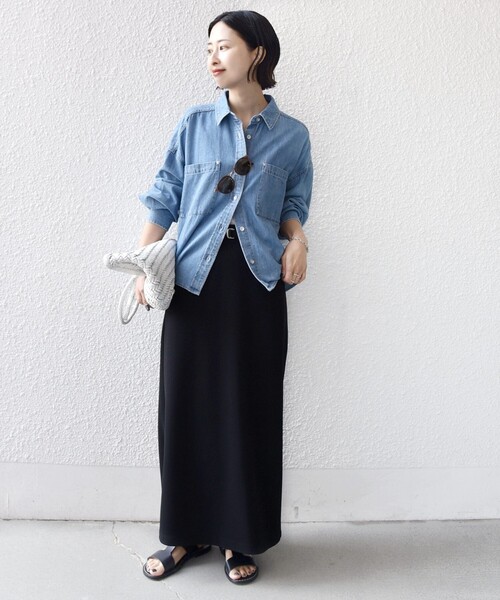 堀田茜×SHIPS:〈手洗い可能〉ベルト 付き ジョーゼット スカート