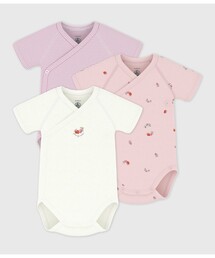 PETIT BATEAU | プリント半袖あわせボディ3枚組(肌着)