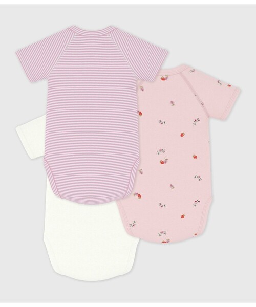PETIT BATEAU(プチバトー)の「プリント半袖あわせボディ3枚組(肌着・キッズ・その他1・NewBorn/6MONTH/3MONTH/12MONTH)」の2枚目の写真