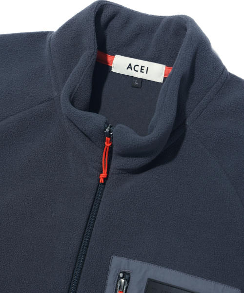 ACEI（アセイ）の「ポケット配色アーバンフリースジャケット [UNI] ブラック（ナイロンジャケット・メンズ・グレー・SMALL/MEDIUM/LARGE）」の3枚目の写真