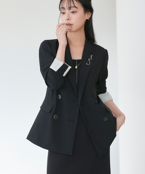 RUIRUE BOUTIQUE(ルイルエブティック)の「洗える | 選べる袖丈 リネンライク テーラードジャケット(長袖) | ジャケット・リネンライクジャケット・長袖ジャケット・夏ジャケット・カジュアルジャケット・きれいめジャケット(テーラードジャケット・レディース・ブラック/ダークネイビー・LL/L/M/S)」の3枚目の写真