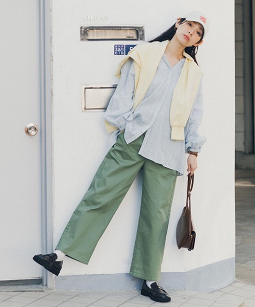 studio CLIP（スタディオクリップ）の「スッキリストレートパンツ[プチ・プラスサイズあり]（その他パンツ・レディース・ライトグレー/ネイビー/カーキ/ライトブルー・LARGE/MEDIUM/SMALL/PF/ﾌﾘｰ(L)）」の10枚目の写真