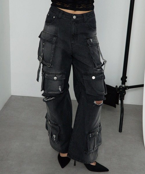 Heart Tattoo(ハートタトゥー)の「High-rise Out-pocket Denim / ハイウエストアウトポケットデニム(デニムパンツ・レディース・ブラック・0/1)」の5枚目の写真