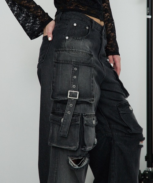 Heart Tattoo(ハートタトゥー)の「High-rise Out-pocket Denim / ハイウエストアウトポケットデニム(デニムパンツ・レディース・ブラック・0/1)」の8枚目の写真