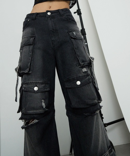 Heart Tattoo(ハートタトゥー)の「High-rise Out-pocket Denim / ハイウエストアウトポケットデニム(デニムパンツ・レディース・ブラック・0/1)」の12枚目の写真