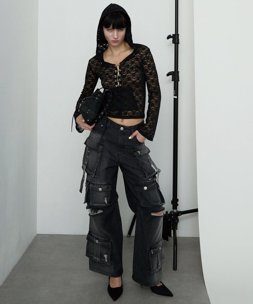 Heart Tattoo(ハートタトゥー)の「High-rise Out-pocket Denim / ハイウエストアウトポケットデニム(デニムパンツ・レディース・ブラック・0/1)」の13枚目の写真