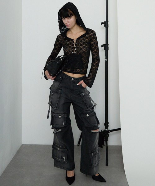Heart Tattoo(ハートタトゥー)の「High-rise Out-pocket Denim / ハイウエストアウトポケットデニム(デニムパンツ・レディース・ブラック・0/1)」の17枚目の写真