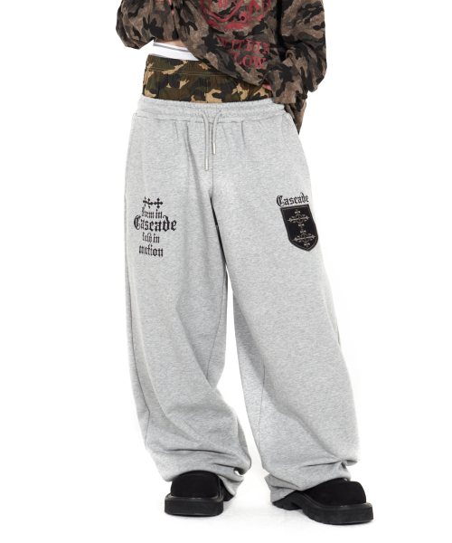 IDWS(アイドンワナセル)の「Cross Layered Sweat Pants Gray(スウェットパンツ・レディース・その他・1/2/0)」の1枚目の写真