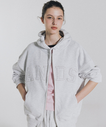 Penny logo hoodie zip-up (white melange)
