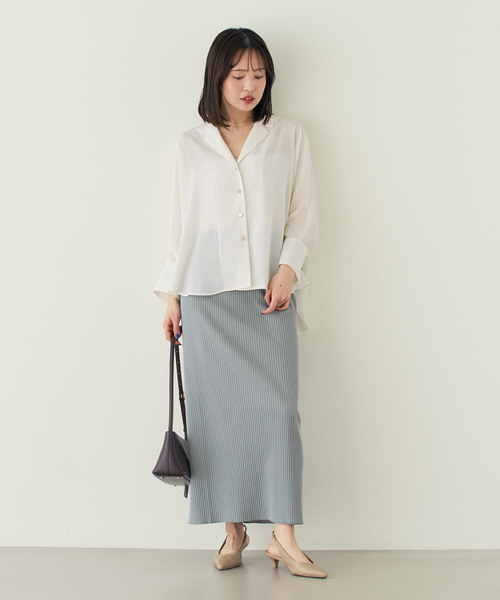 Noble（ノーブル）の「ゴールドボタンニュアンスシャツ（シャツ/ブラウス・レディース・モカ/ホワイト・FREE）」の11枚目の写真