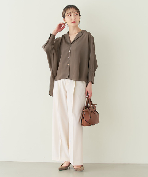 Noble（ノーブル）の「ゴールドボタンニュアンスシャツ（シャツ/ブラウス・レディース・モカ/ホワイト・FREE）」の17枚目の写真