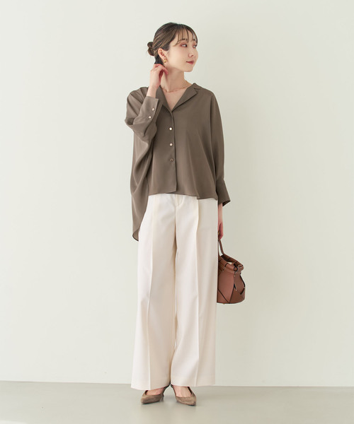 Noble（ノーブル）の「ゴールドボタンニュアンスシャツ（シャツ/ブラウス・レディース・モカ/ホワイト・FREE）」の22枚目の写真