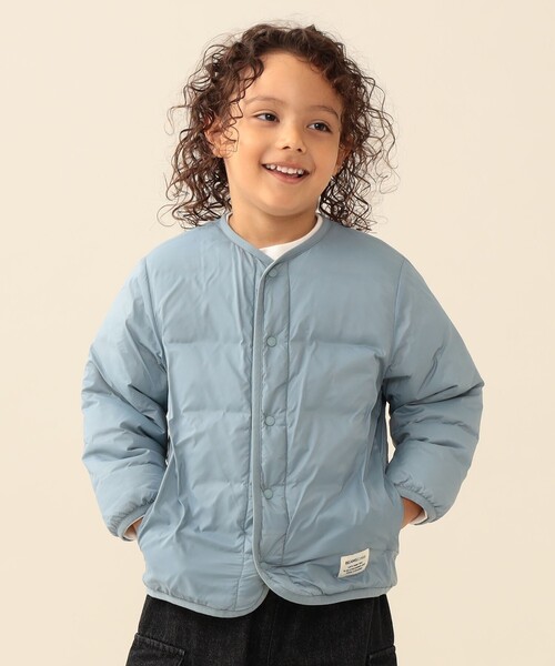 BEAMS mini(ビームスミニ)の「中綿 ノーカラー リバーシブル ブルゾン 2026FW(90~150cm)プチプラ キッズ服 軽アウター(ブルゾン・キッズ・サックスブルー/ベージュ・100/90/150/140/130/120/110)」の2枚目の写真