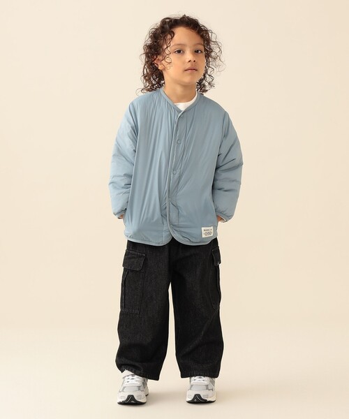 BEAMS mini(ビームスミニ)の「中綿 ノーカラー リバーシブル ブルゾン 2026FW(90~150cm)プチプラ キッズ服 軽アウター(ブルゾン・キッズ・サックスブルー/ベージュ・100/90/150/140/130/120/110)」の7枚目の写真