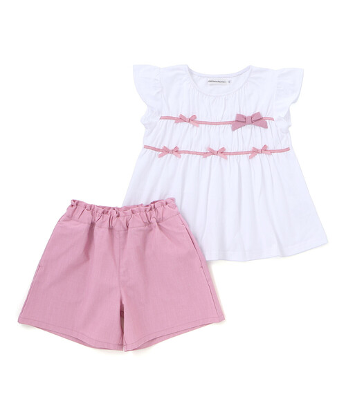 BeBe Petits Pois Vert（ベベプチポワヴェール）の「【店舗限定】リボントップス＋キュロットパンツセットアップ(95～150cm)（セットアップ・キッズ・ブルー系その他/ピンク系その他・120cm/100cm/95cm/140cm/130cm/150cm/110cm）」の8枚目の写真