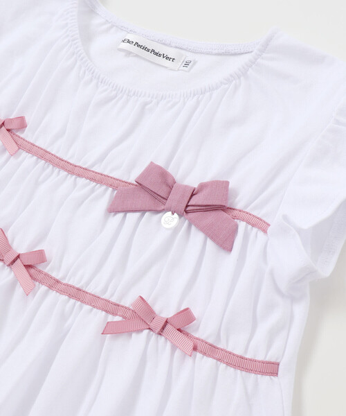 BeBe Petits Pois Vert（ベベプチポワヴェール）の「【店舗限定】リボントップス＋キュロットパンツセットアップ(95～150cm)（セットアップ・キッズ・ブルー系その他/ピンク系その他・120cm/100cm/95cm/140cm/130cm/150cm/110cm）」の11枚目の写真