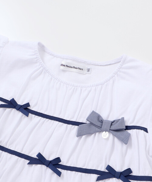BeBe Petits Pois Vert（ベベプチポワヴェール）の「【店舗限定】リボントップス＋キュロットパンツセットアップ(95～150cm)（セットアップ・キッズ・ブルー系その他/ピンク系その他・120cm/100cm/95cm/140cm/130cm/150cm/110cm）」の15枚目の写真