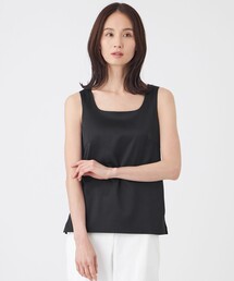 【ウォッシャブル】ストレッチサテン×スムースコンビカットソー