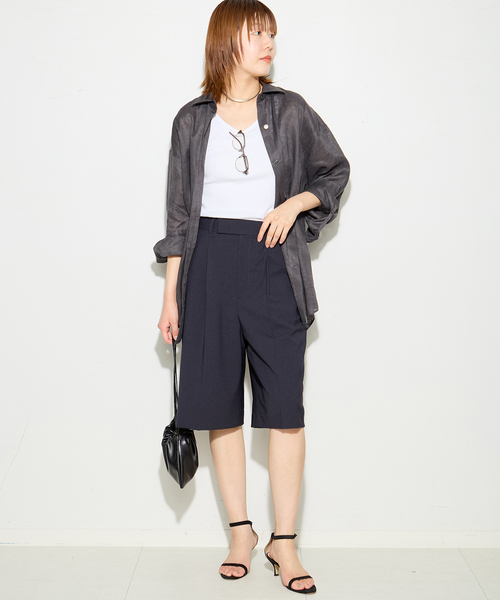 journal standard L'essage（ジャーナルスタンダードレサージュ）の「ヨーロピアンフラックス2WAYシャツ 2（シャツ/ブラウス・レディース・グレー/ブラック系その他/Red/ホワイト・FREE）」の8枚目の写真