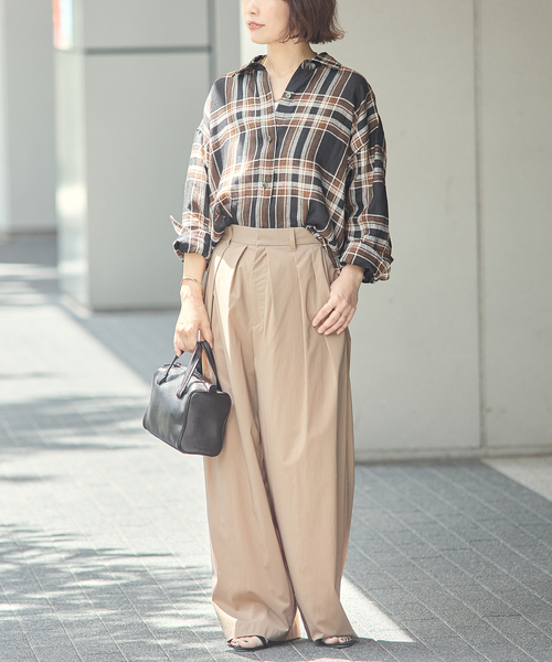 journal standard L'essage（ジャーナルスタンダードレサージュ）の「ヨーロピアンフラックス2WAYシャツ 2（シャツ/ブラウス・レディース・グレー/ブラック系その他/Red/ホワイト・FREE）」の19枚目の写真