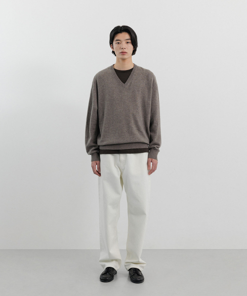 BLANKROOM（ブランクルーム）の「Vネックニット_MELANGE BROWN（ニット/セーター・メンズ・その他・1/2/3）」の2枚目の写真