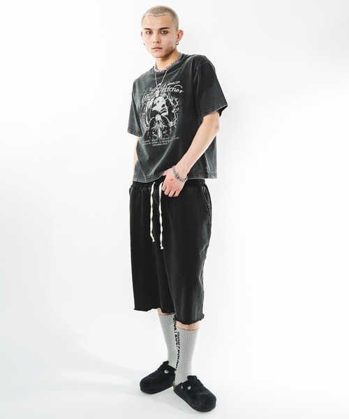 SHORT ROUND（ショートラウンド）の「SHORT ROUND/【26年春夏新作】ブリーチダメージスウェットショーツ（スウェットパンツ・メンズ・グレー/ブラック系その他・MEDIUM/LARGE）」の13枚目の写真
