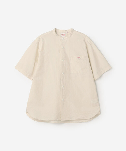 DANTON(ダントン)の「DANTON | コットンリネンブロード バンドカラー半袖シャツ MEN(シャツ/ブラウス・メンズ・アイボリー/チャコール・42/40)」の3枚目の写真