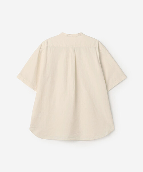 DANTON(ダントン)の「DANTON | コットンリネンブロード バンドカラー半袖シャツ MEN(シャツ/ブラウス・メンズ・アイボリー/チャコール・42/40)」の4枚目の写真